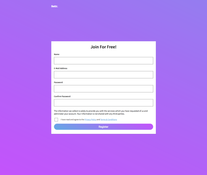 Bettr Sign Up Form