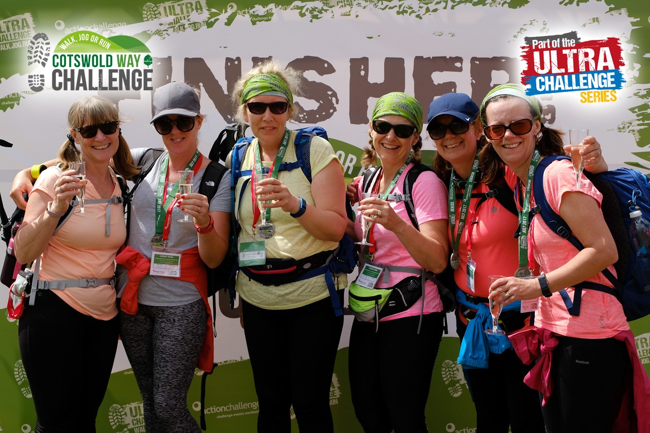 Walkers at the finish with medals