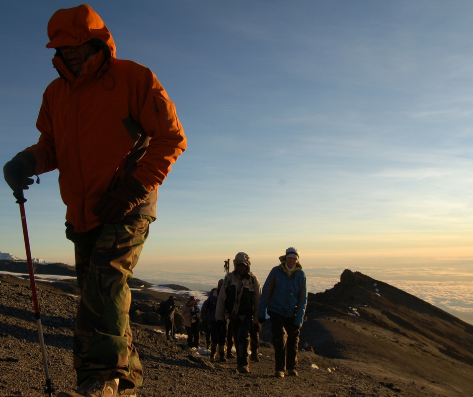 Hiking up the mountain
