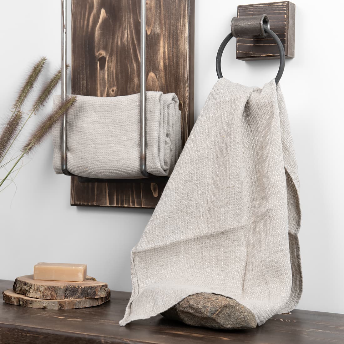 Linen natural washed towel.