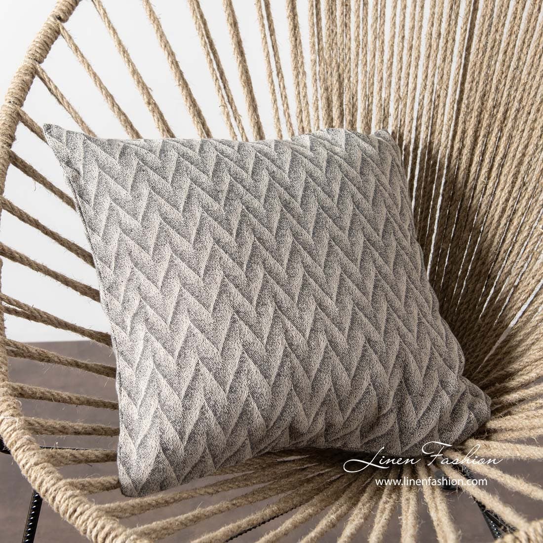 Grey linen cushion cover, japan.