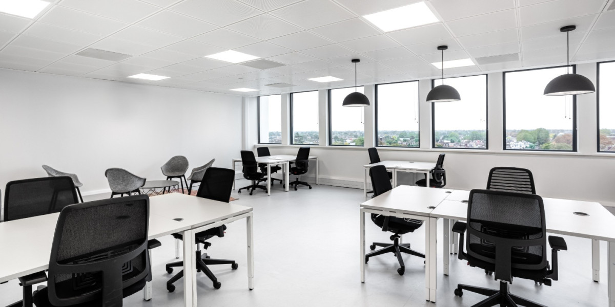 Open-plan coworking area with desks