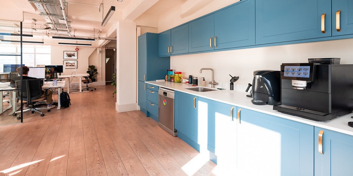 Kitchen area at Screen House, Soho (Office Space for Rent)