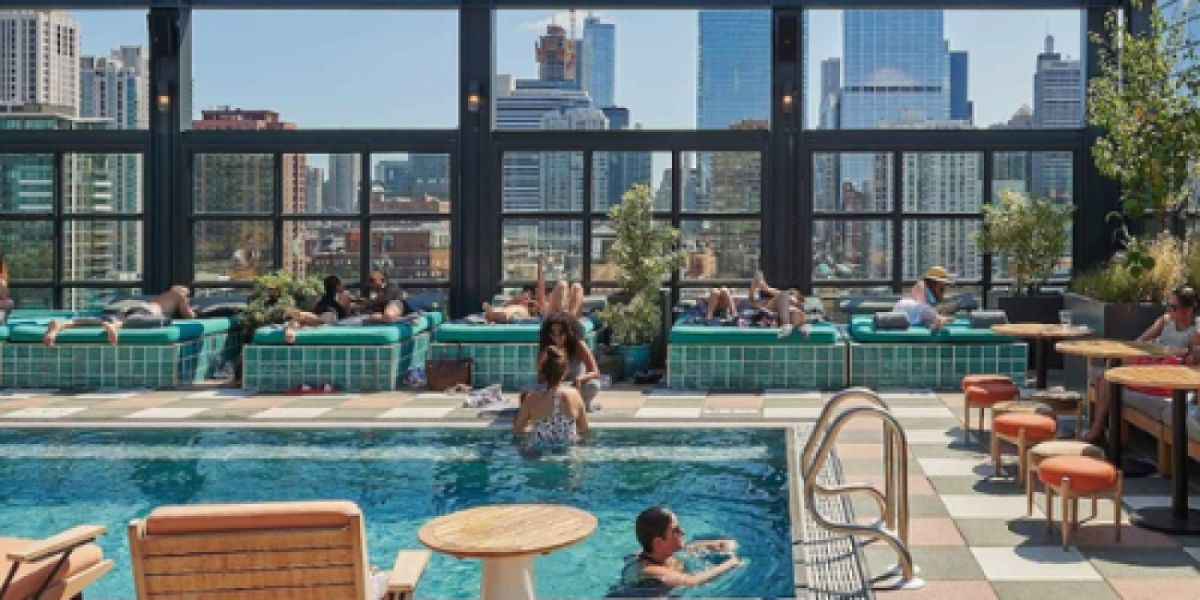 Rooftop pool at Working From Fulton Market