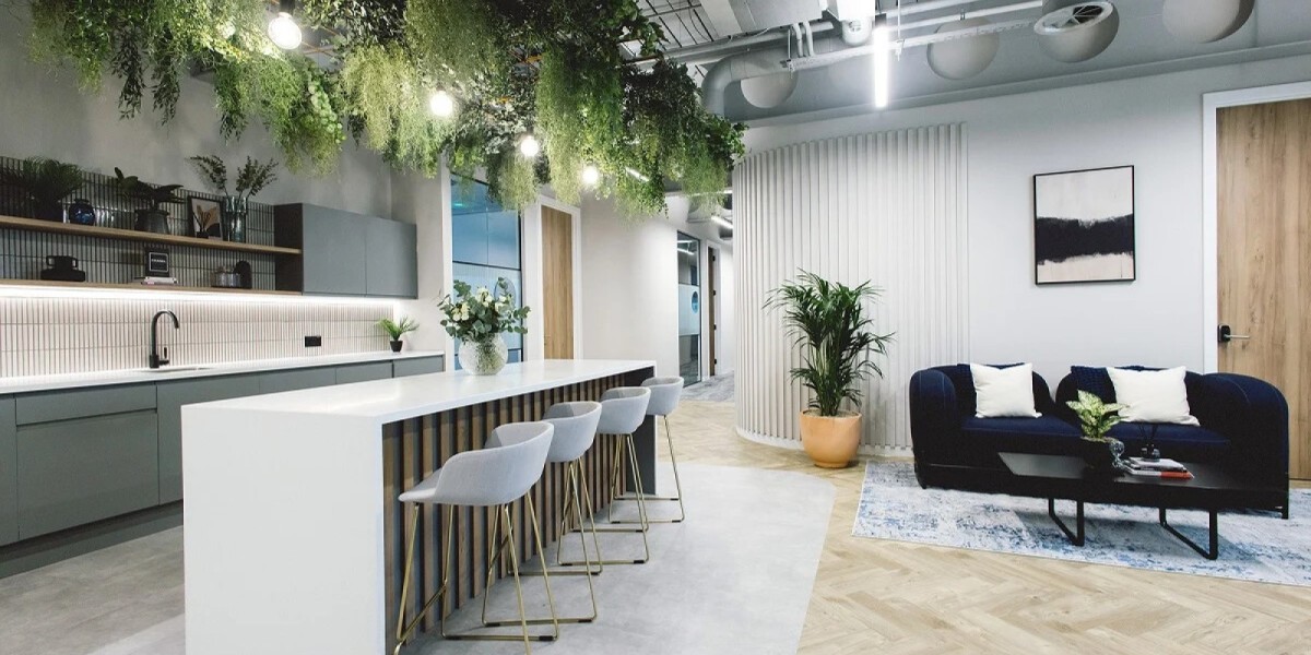 Kitchen area at office space in Newcastle