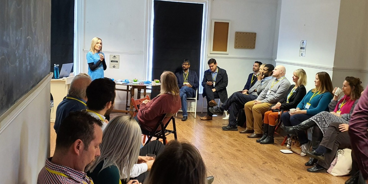 A talk in progress in the event room