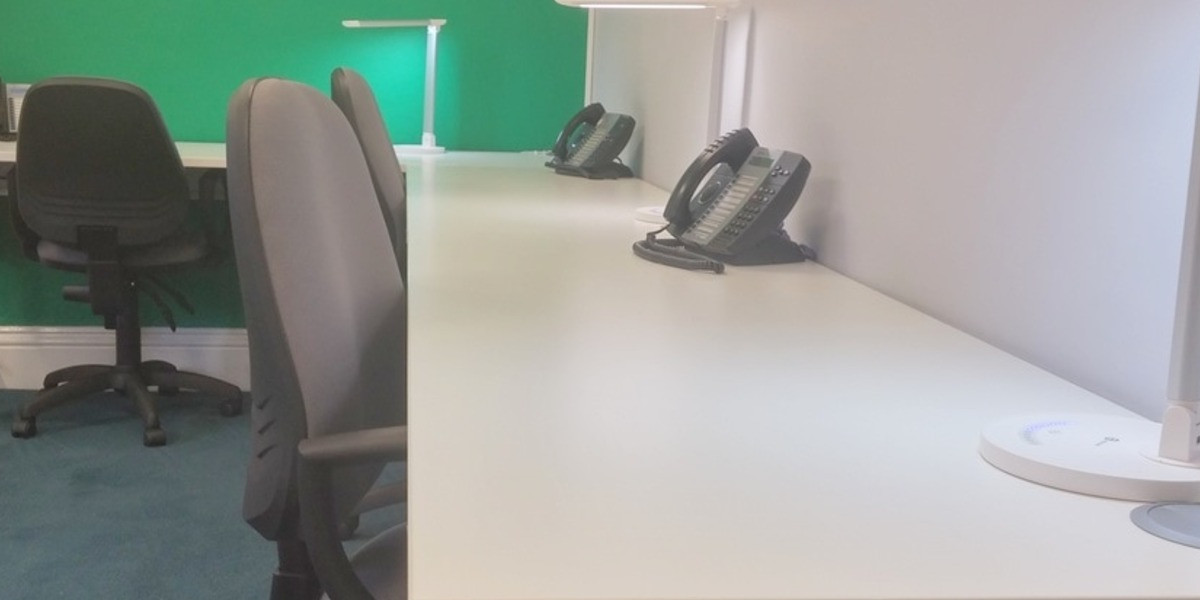 Desks and chairs in a serviced office