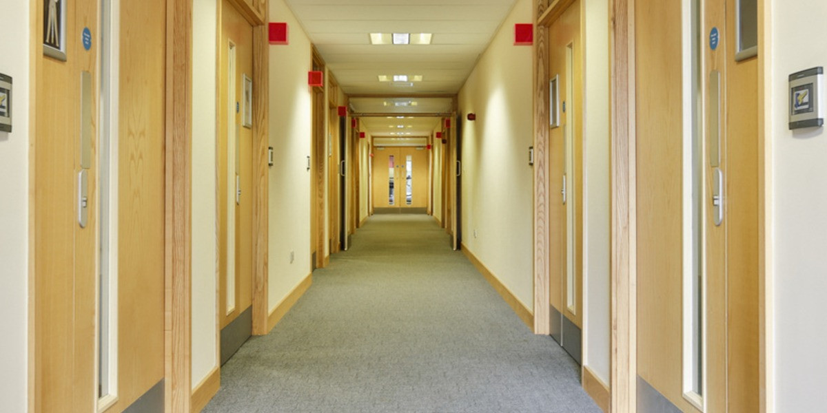Corridor of serviced offices at Bedford i-lab