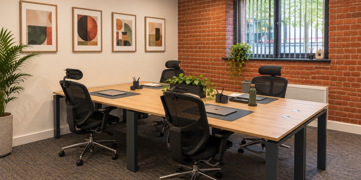 Private office with exposed brick wall at UBC Southampton