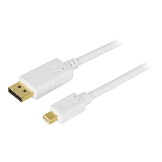 DELTACO Mini DisplayPort til Displayport kabel 2 m Hvid