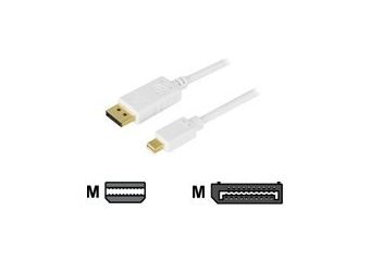 DELTACO Mini DisplayPort til Displayport kabel 2 m Hvid