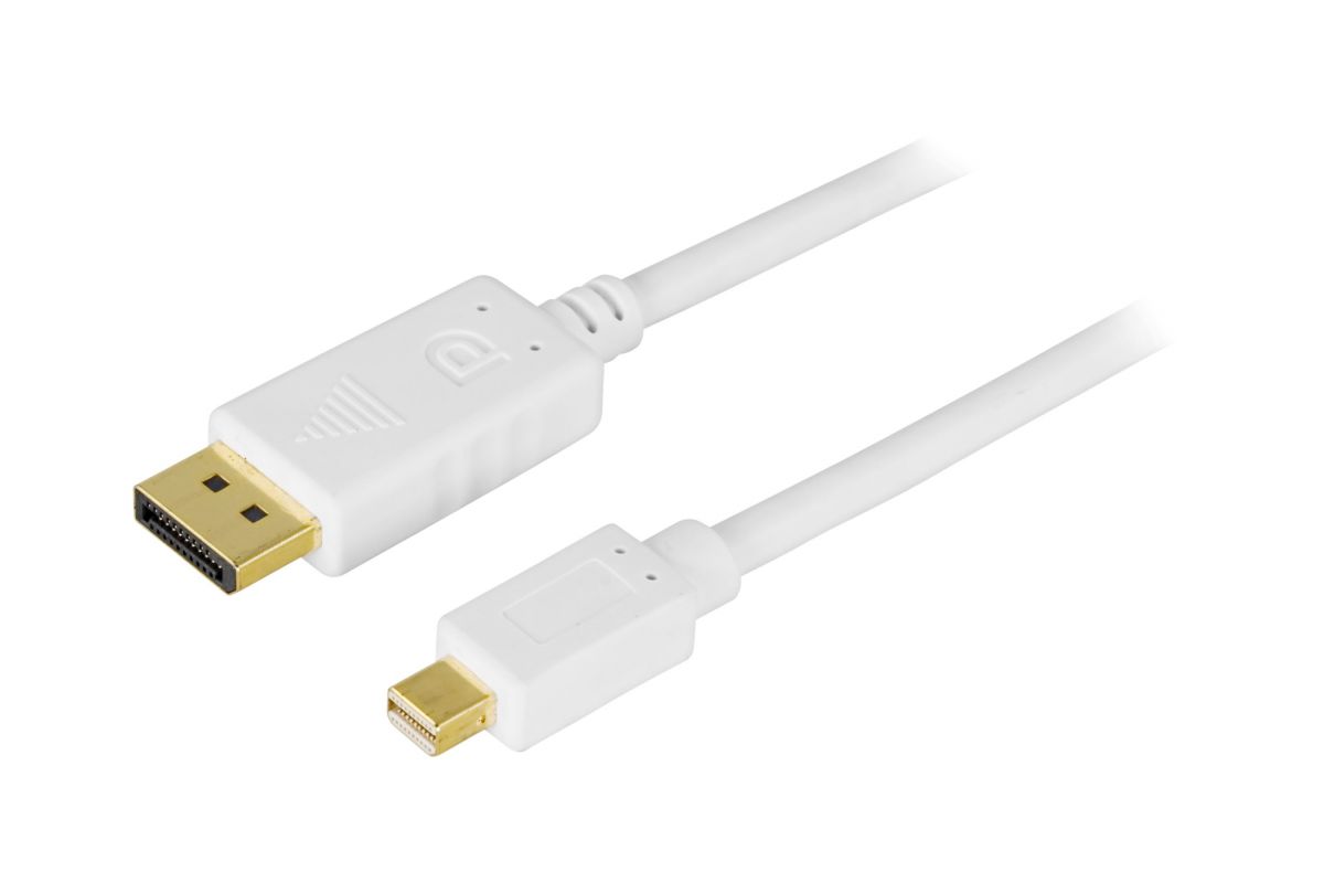 DELTACO Mini DisplayPort til Displayport kabel 2 m Hvid