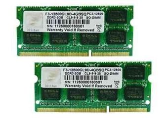 G.Skill SQ Series - 4GB: 2x2GB - DDR3 - 1600MHz - SO DIMM 204-PIN