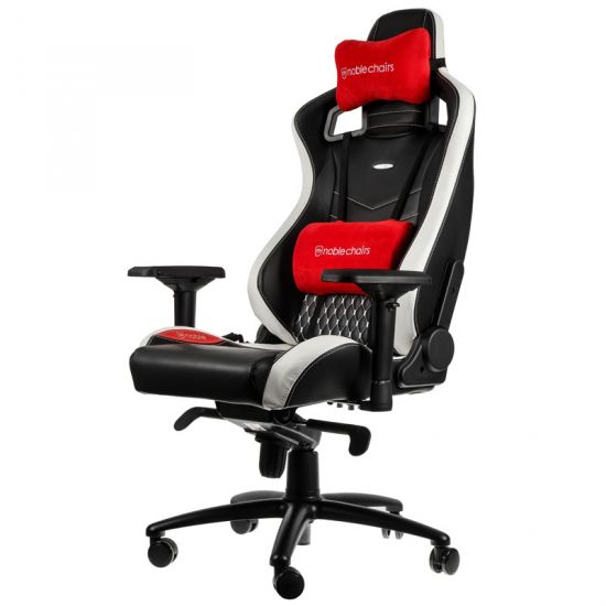 noblechairs EPIC Series Sort/Hvid/Rød Ægte Læder Gamer Stol
