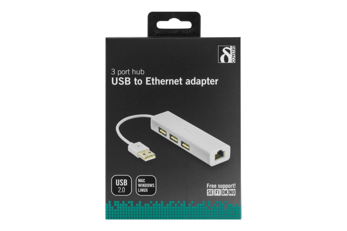DELTACO USB 2.0 netværksadapter RJ45