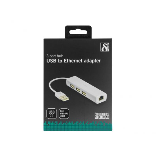 DELTACO USB 2.0 netværksadapter RJ45