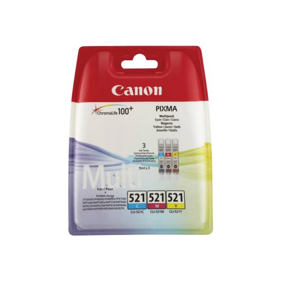 Canon CLI-521 Multipack - gul, cyan, magenta - original - blækbeholder