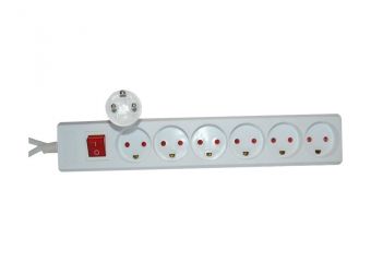 Sandberg 230V Powersplitter, w/GND, 3 pin, 6 plugs