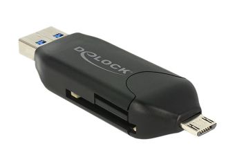 DeLOCK Micro USB OTG Card Reader + USB 3.0 A male