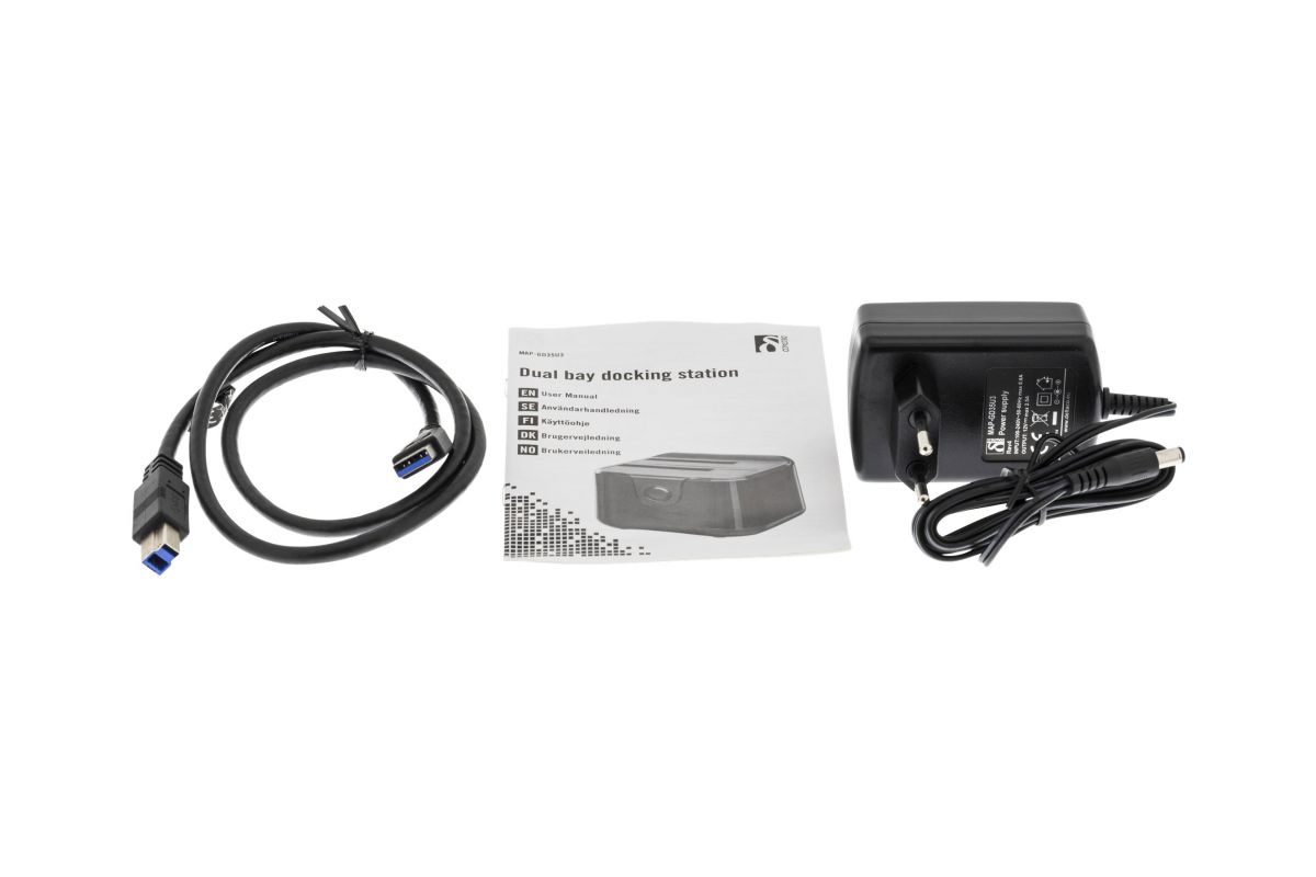 DELTACO Harddiskdock til 2,5", 3,5" harddiske til USB 3.0