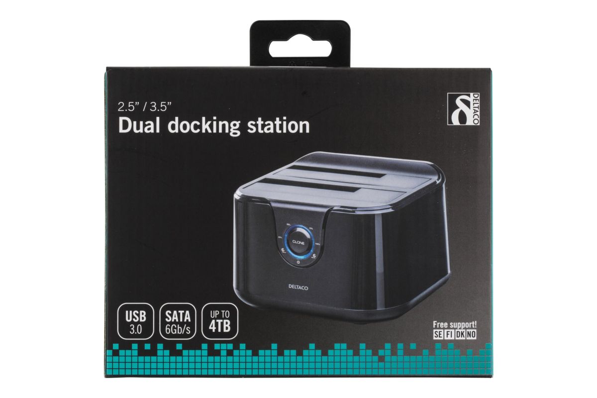 DELTACO Harddiskdock til 2,5", 3,5" harddiske til USB 3.0