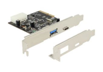 DeLock PCI Express x4 Card > 1 x external USB Type-C female + 1 x external type A female SuperSpeed USB 10 Gbps (USB 3.1, Gen 2)
