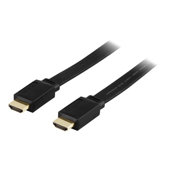 DELTACO HDMI kabel flat 2 m Sort