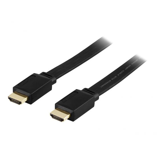 DELTACO HDMI kabel flat 1 m Sort