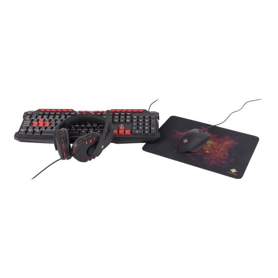DELTACO 4-in-1 Gaming Gear Kit - tastatur, mus, headset og musemåtte - Nordisk