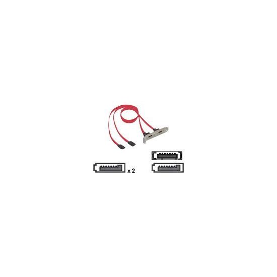 DeLOCK Slotbracket 1x SATA > external 1x eSATA + 1x SATA - SATA intern til ekstern-panel - 50 cm