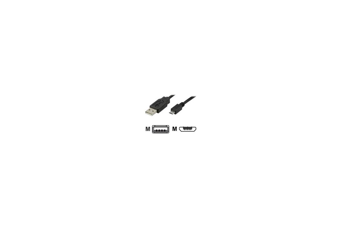 DELTACO USB A til micro USB B 2 m Sort
