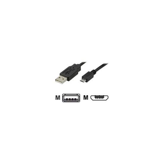 DELTACO USB A til micro USB B 2 m Sort