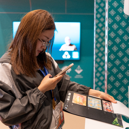 Visitor exploring Sustainability Spotlight content