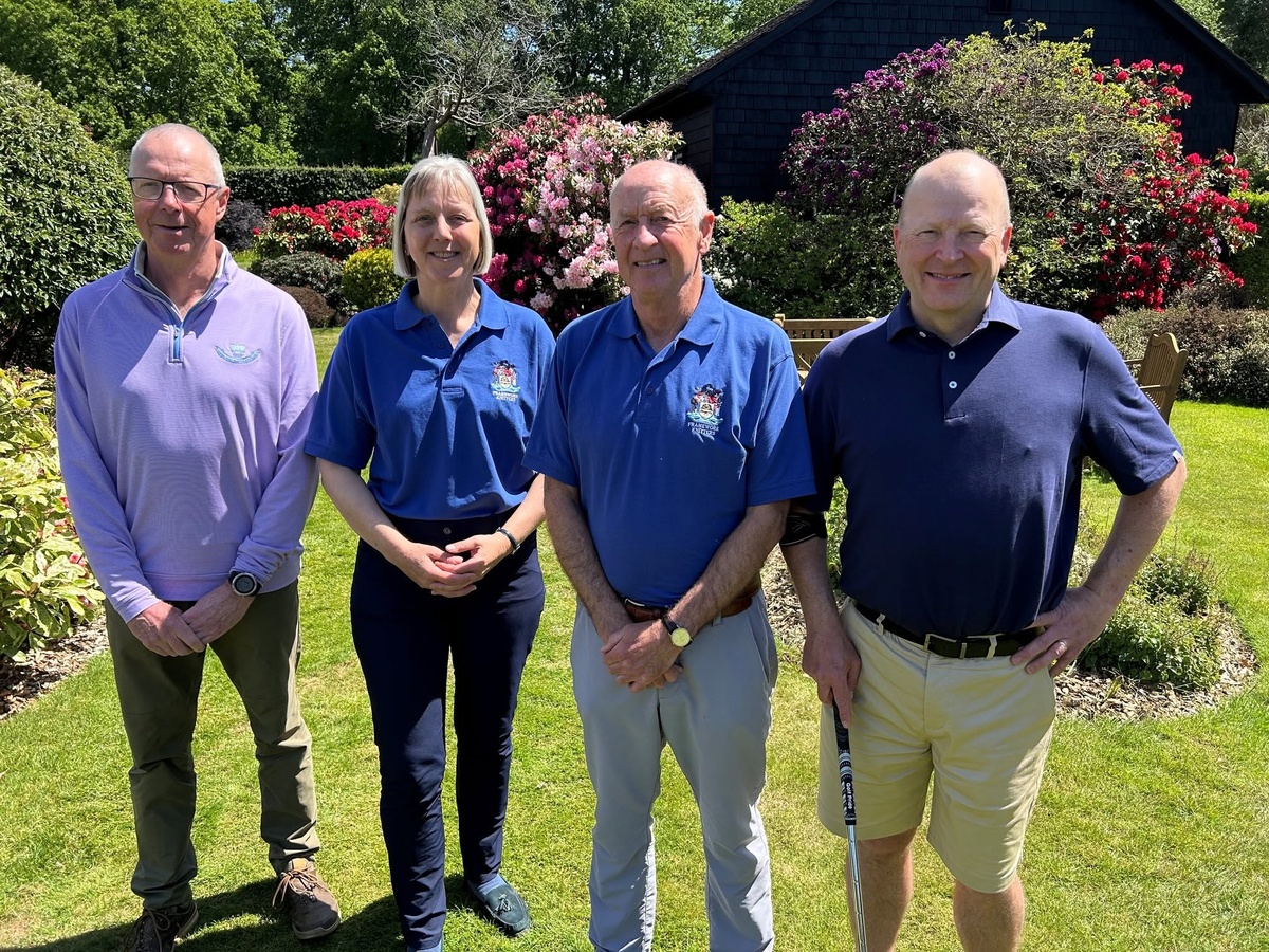 Prince Arthur Cup 2026 On a dry but blustery May morning at Walton Heath GC in leafy Surrey, our team of John Mawer and new Freeman Chris Tyler (shortly to be a Liveryman) together with Liz Green and myself challenged once again for the prestigious Prince Arthur Inter-Livery Cup. Having held the US Open qualifying on the Monday before we played on the Thursday, the greens and pin positions were very challenging and only one pair out of 72 managed to beat par and finish in positive territory. Both our pairs struggled in the wind on the more difficult Old Course and we finished on minus 13 at lunch, about half way in the field. However, after lunch the sun came out, the temperature went up significantly and the wind lightened. As a result both our pairings scored much better on the New Course and both finished on minus 1 leaving our final total on minus 15. This was enough to give us equal third place with the Bakers, with the Cutlers finishing second on minus 14 and the winners being the Spectacle Makers on minus 10. This is the highest finish the Framework Knitters have achieved in the last 19 years in which I have played, and with next years competition being the 100th anniversary of the founding of the Prince Arthur Cup in 1927, it would be very good if we could go a couple of steps forward and finally bring home the trophy. Tony Jarvis Golf Captain