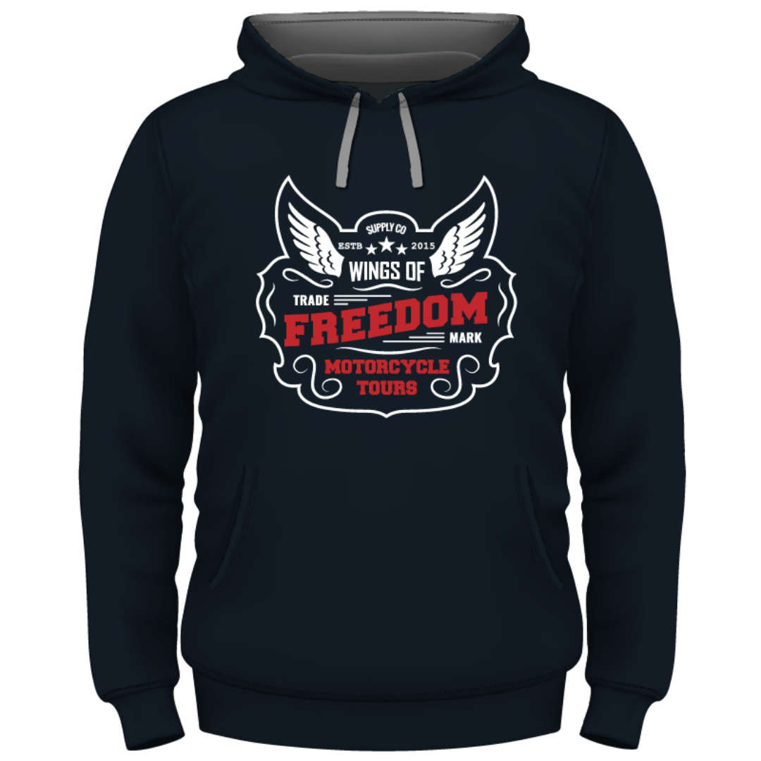 Freedom Motorcycle Navy Hoodie Front