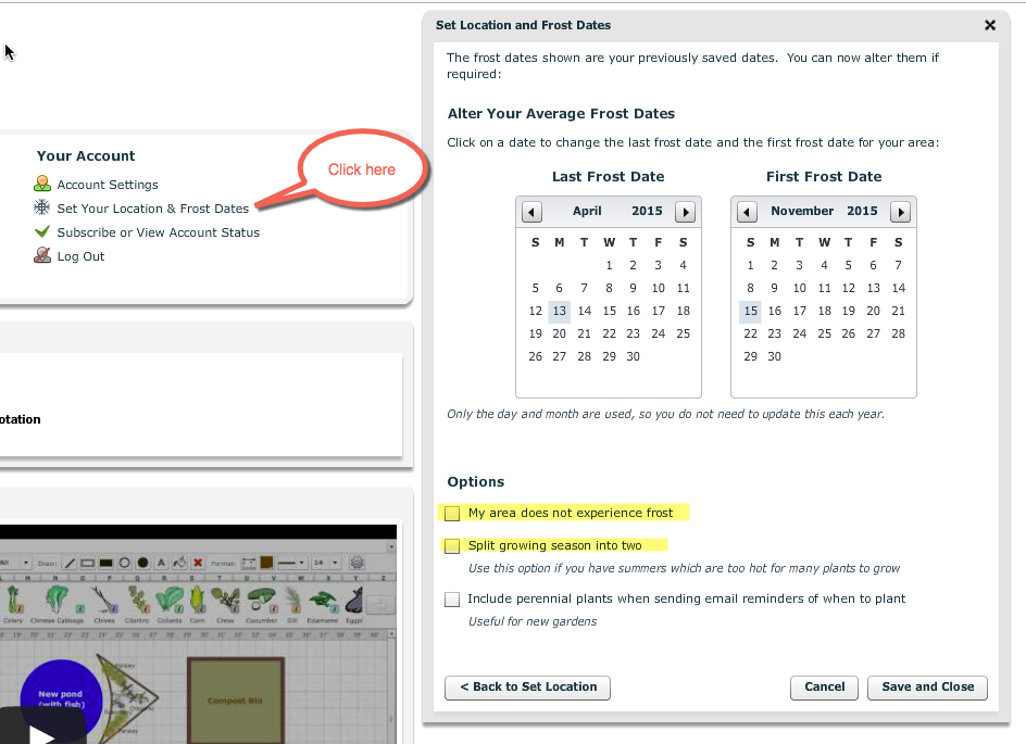 planting times Weather data and frost dates