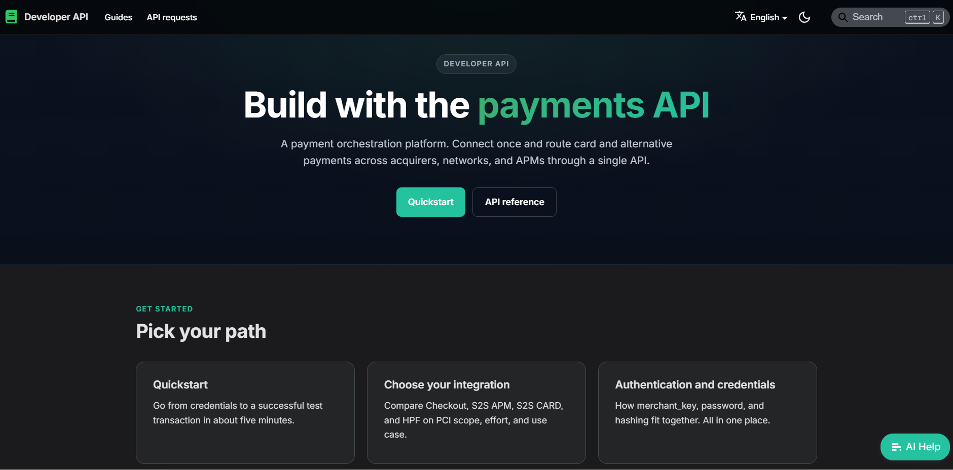The redesigned developer portal provides a clear path from onboarding to implementation.