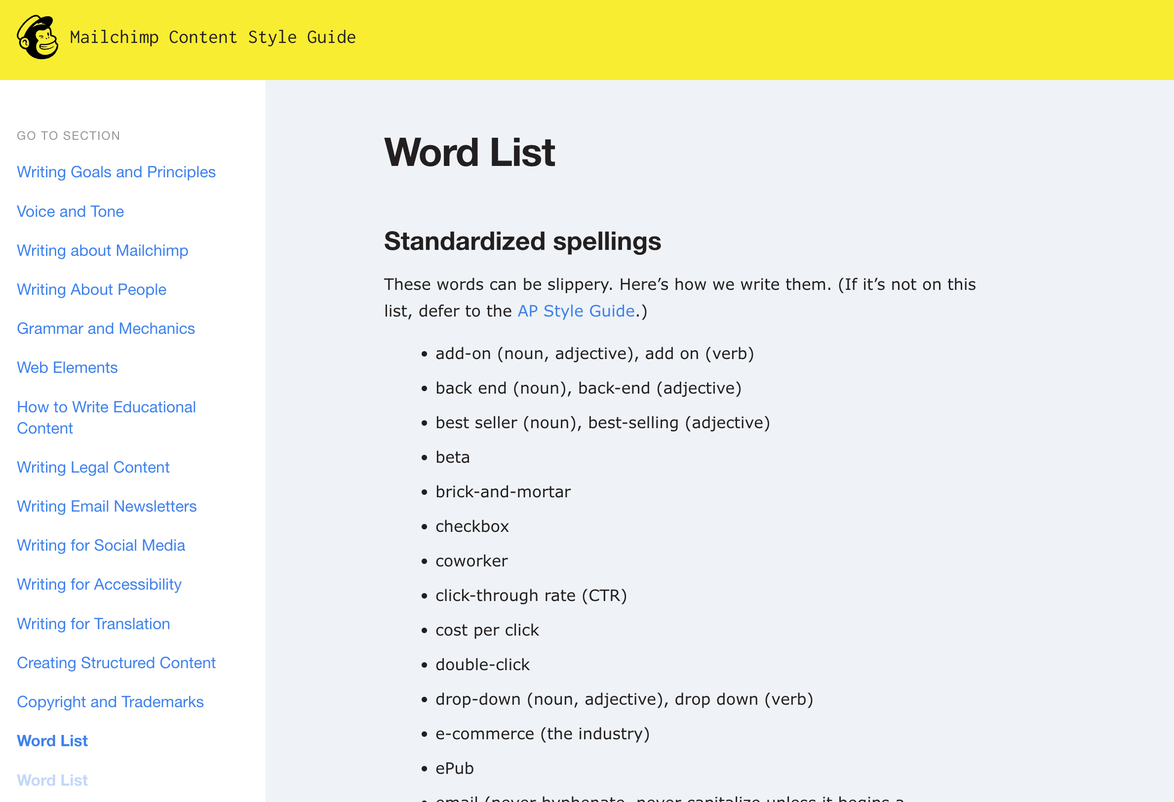 Mailchimp's public word list