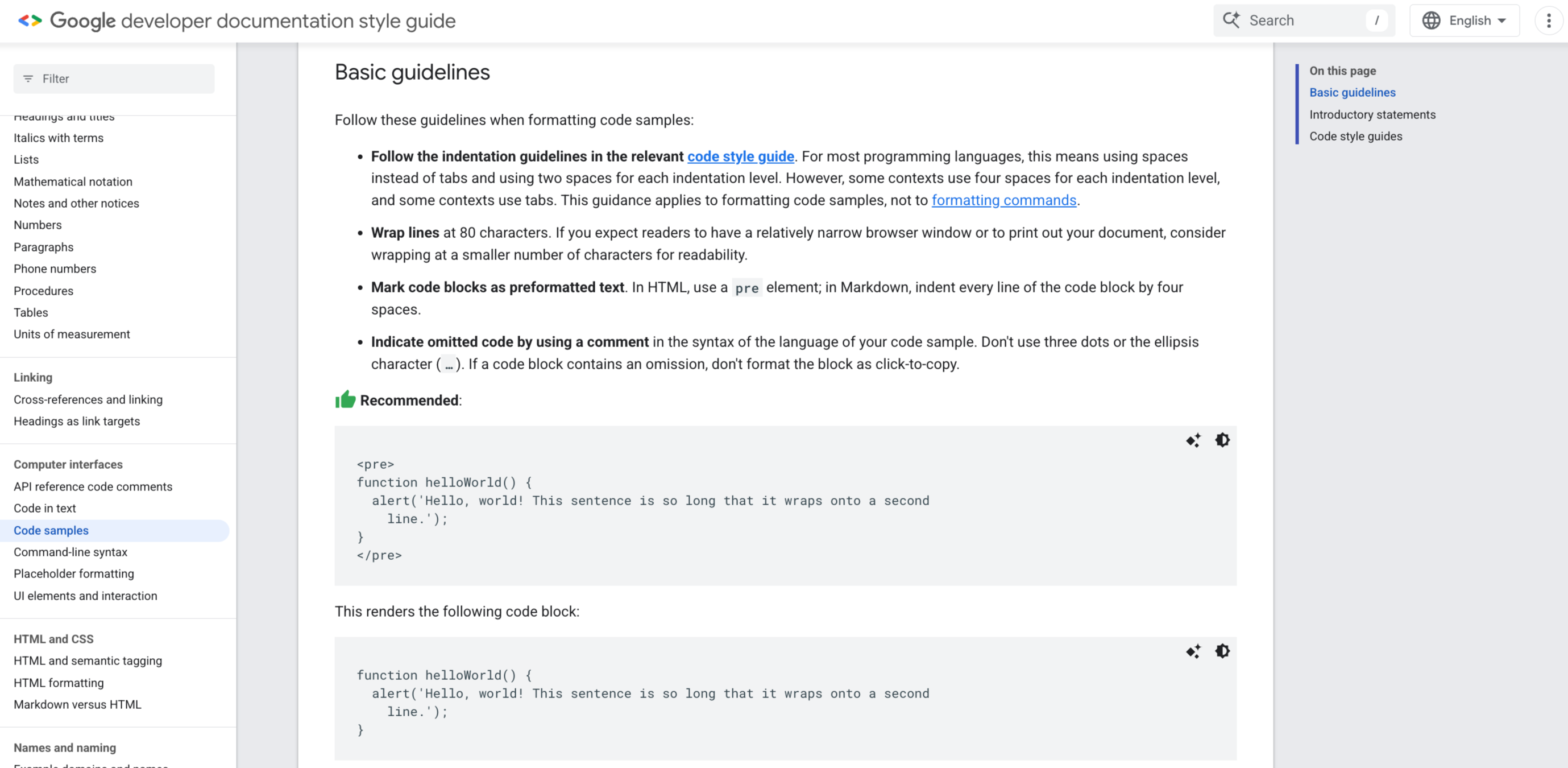 Google Dev Documentation Guidelines