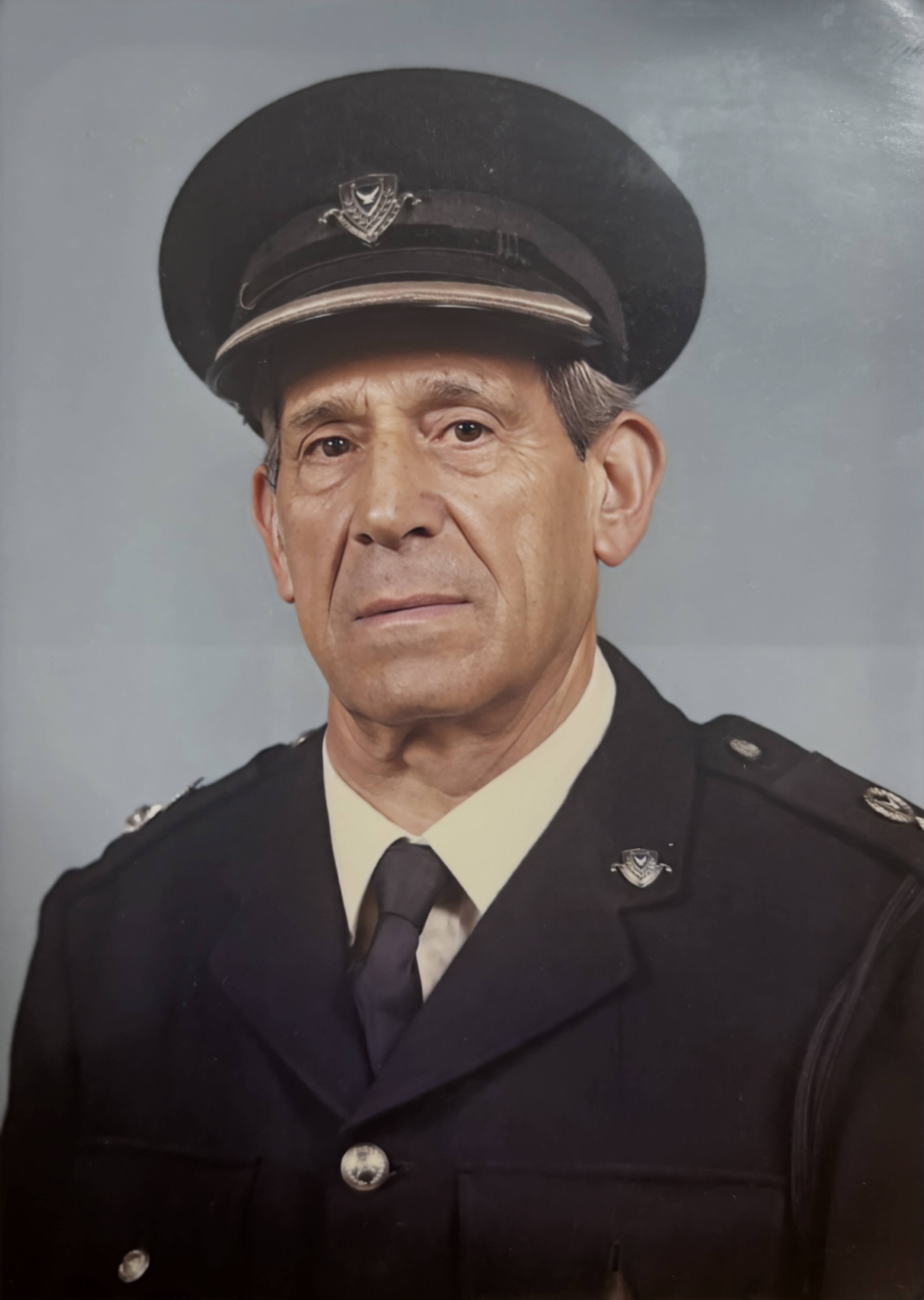 Portrait of Phylactis Aristokleous in uniform, photographed in later life