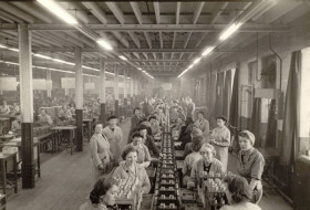 Women on factory production line during WW2
