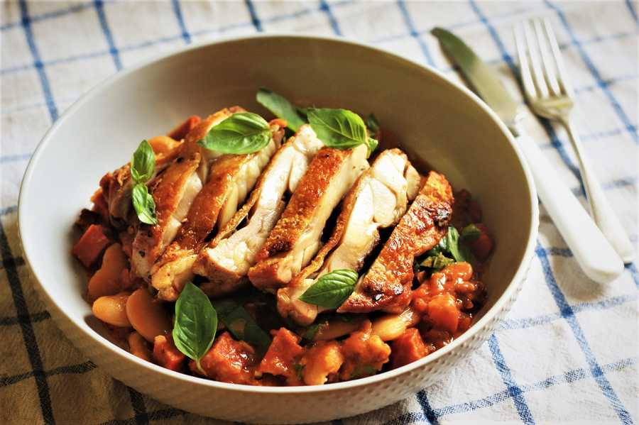 Cured Chicken Leg with Butter Beans