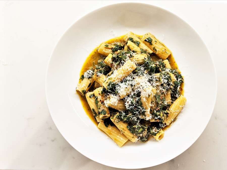 Lockdown Pasta Spinach Puttanesca