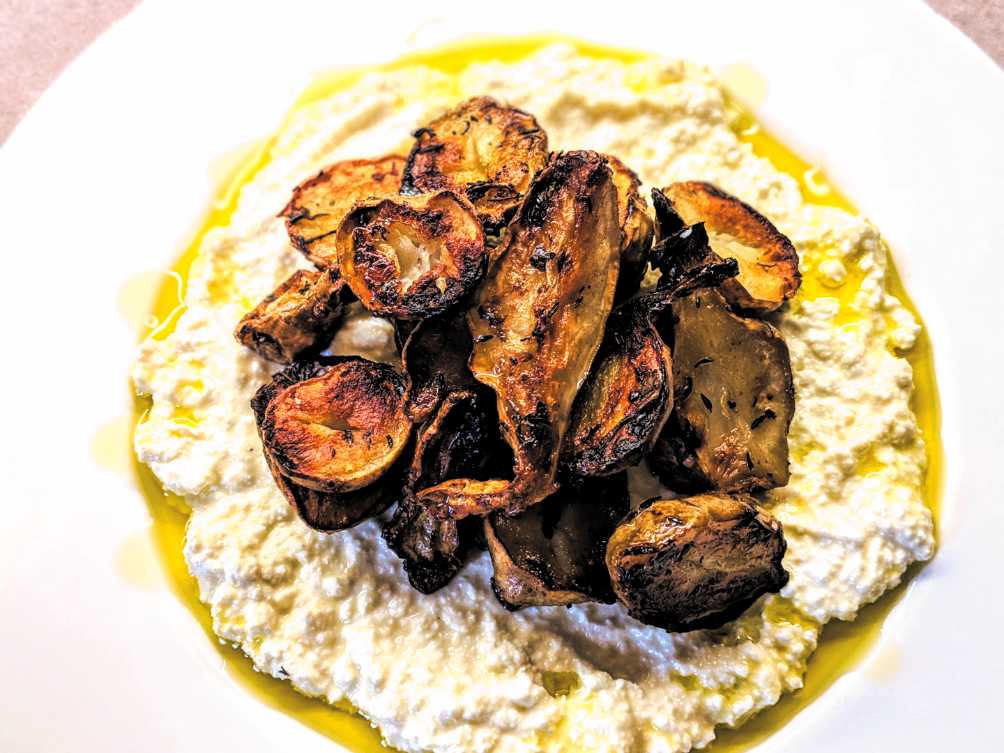 Roasted Jerusalem Artichokes with Ricotta