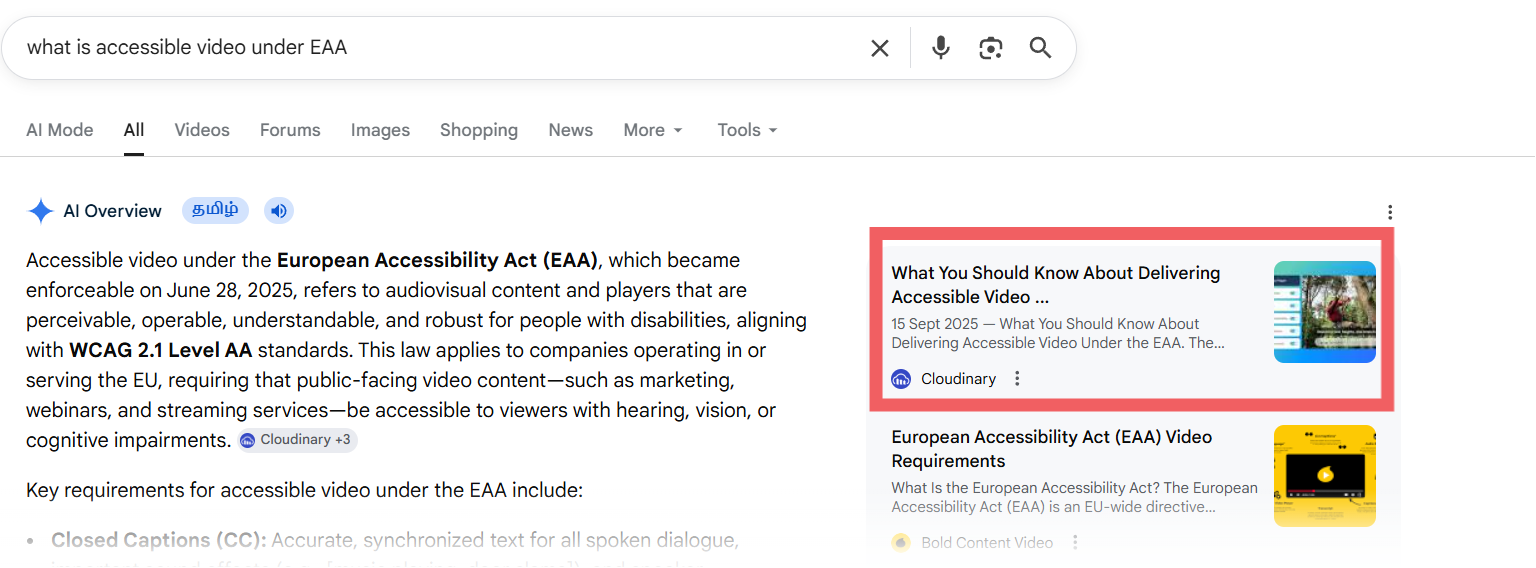 One of our blog rank on AI overviews