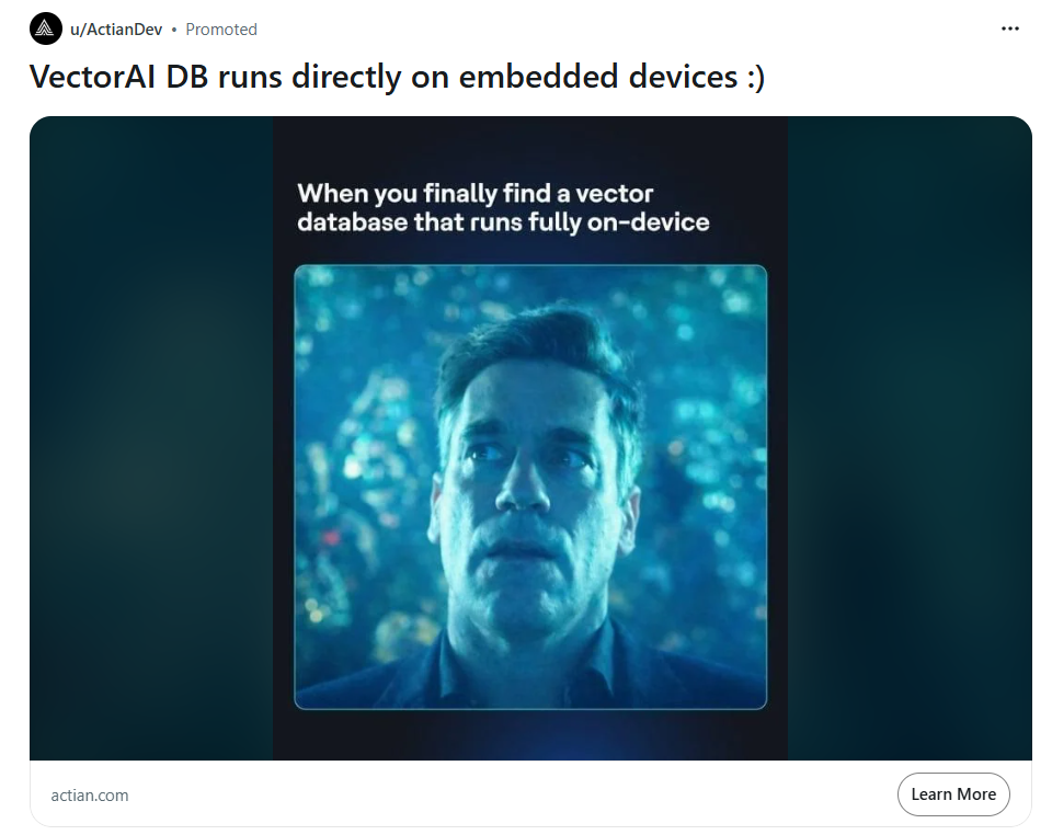 Reddit ads we ran for Actian 