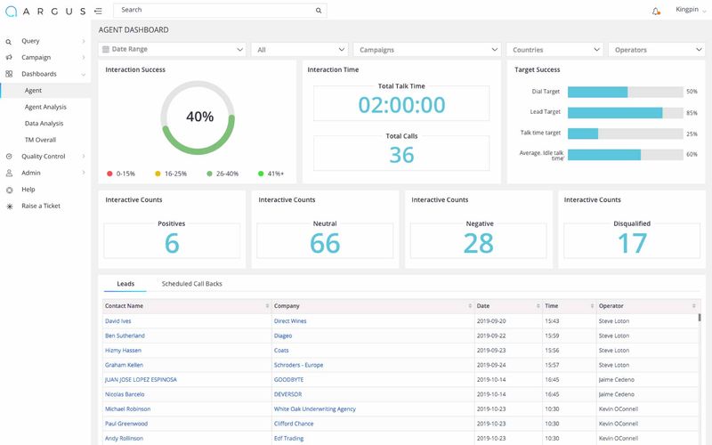 Argus connect agent dashboard — project screenshot