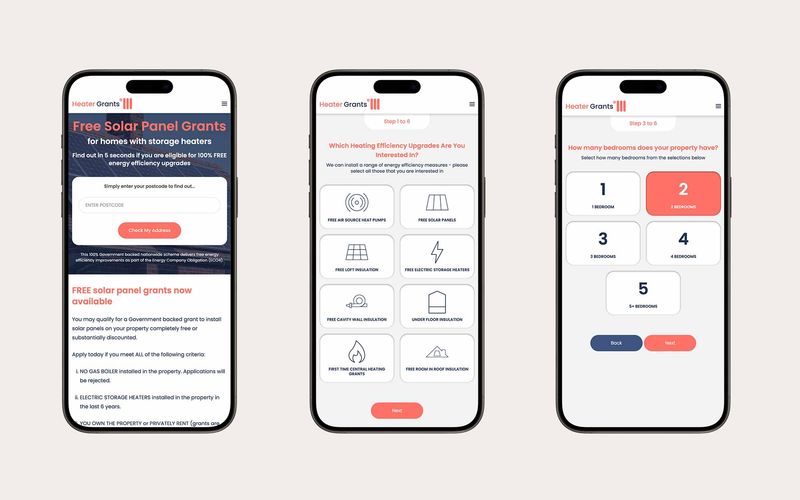 Heater grants mobile eligibility journey — project screenshot