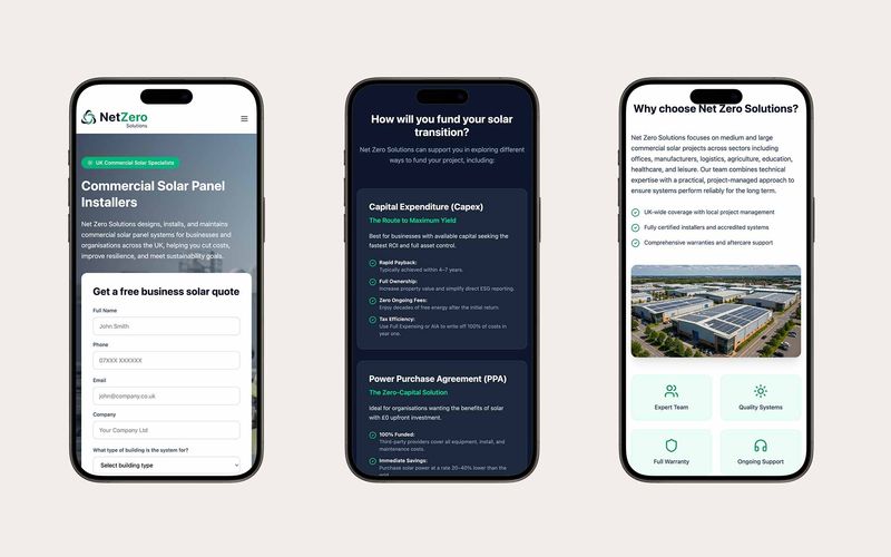 Net zero solutions mobile responsive — project screenshot