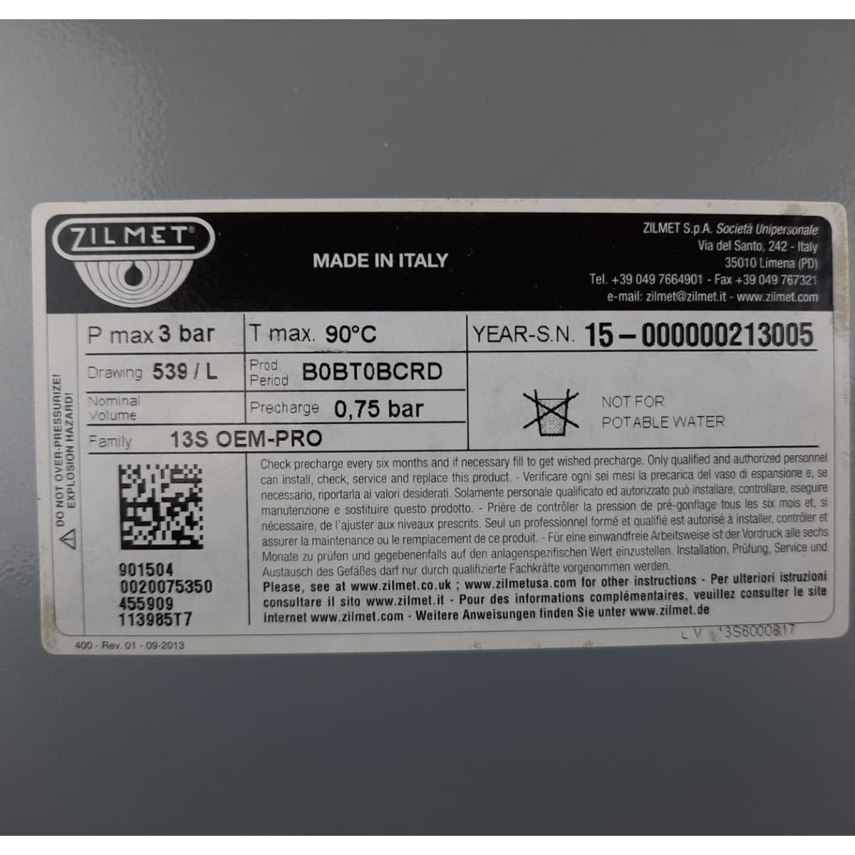 Expansion Vessel 0020126680 for Heatline